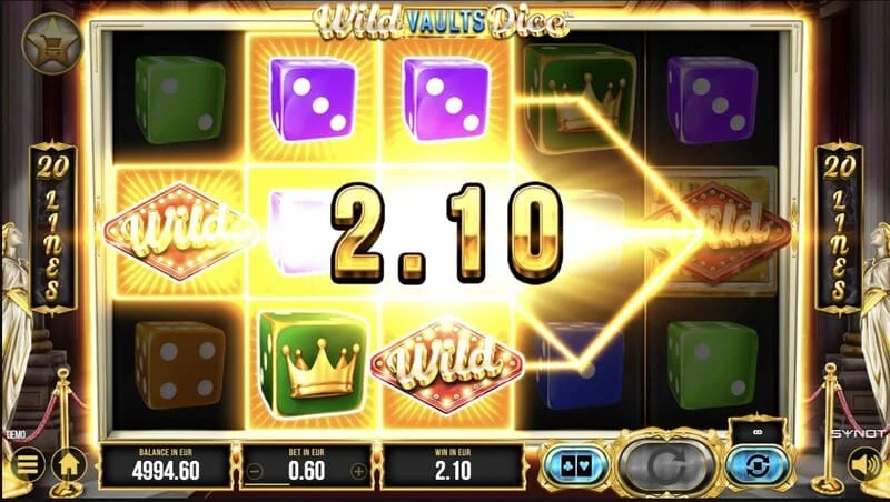 Wild Vaults Dice - aðalskjár með hjólum og vault